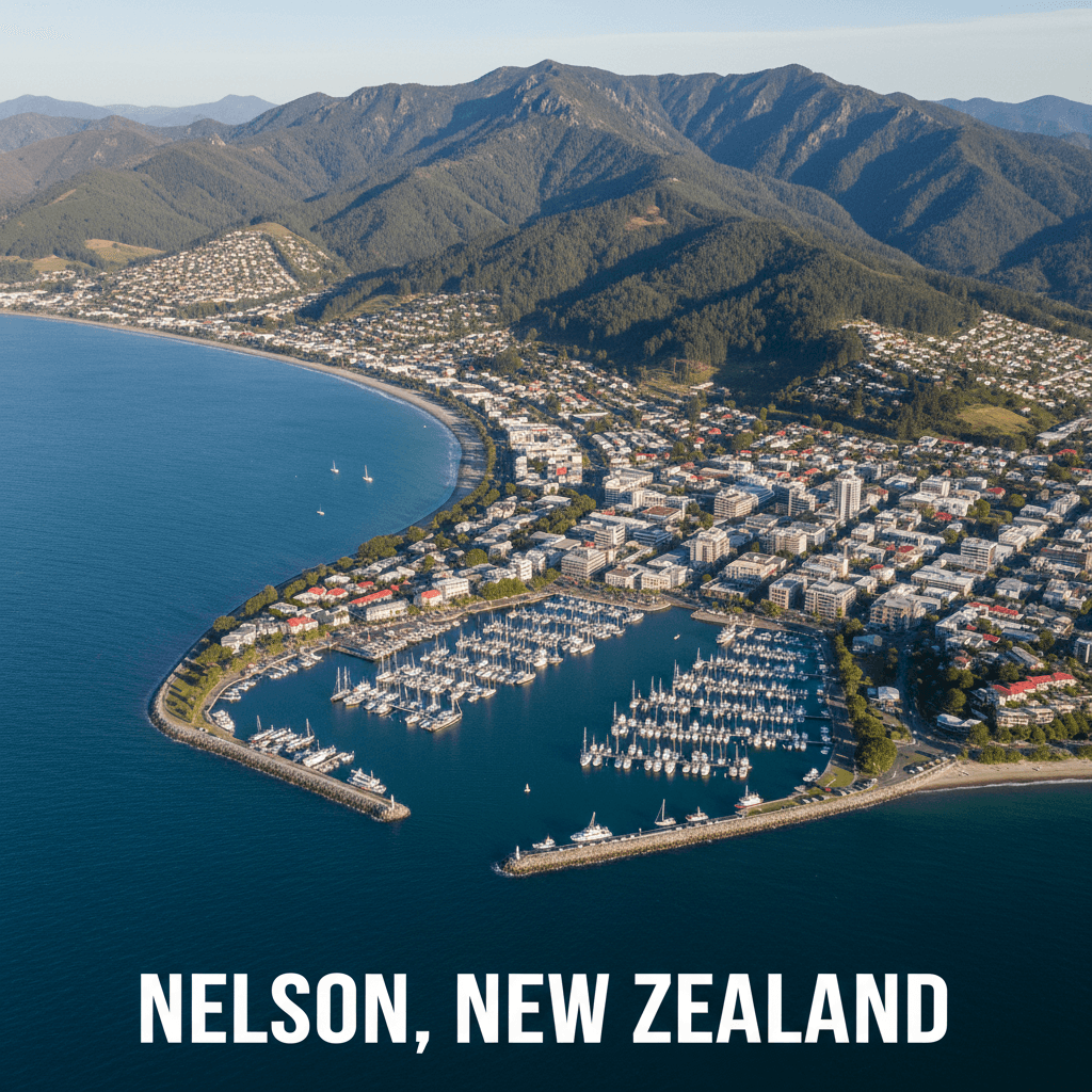 Nelson cityscape with harbour