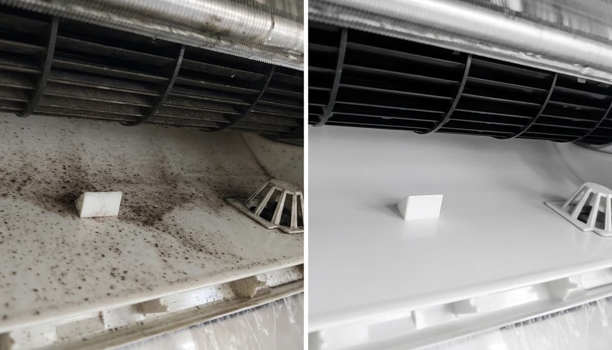 Heat pump before and after cleaning